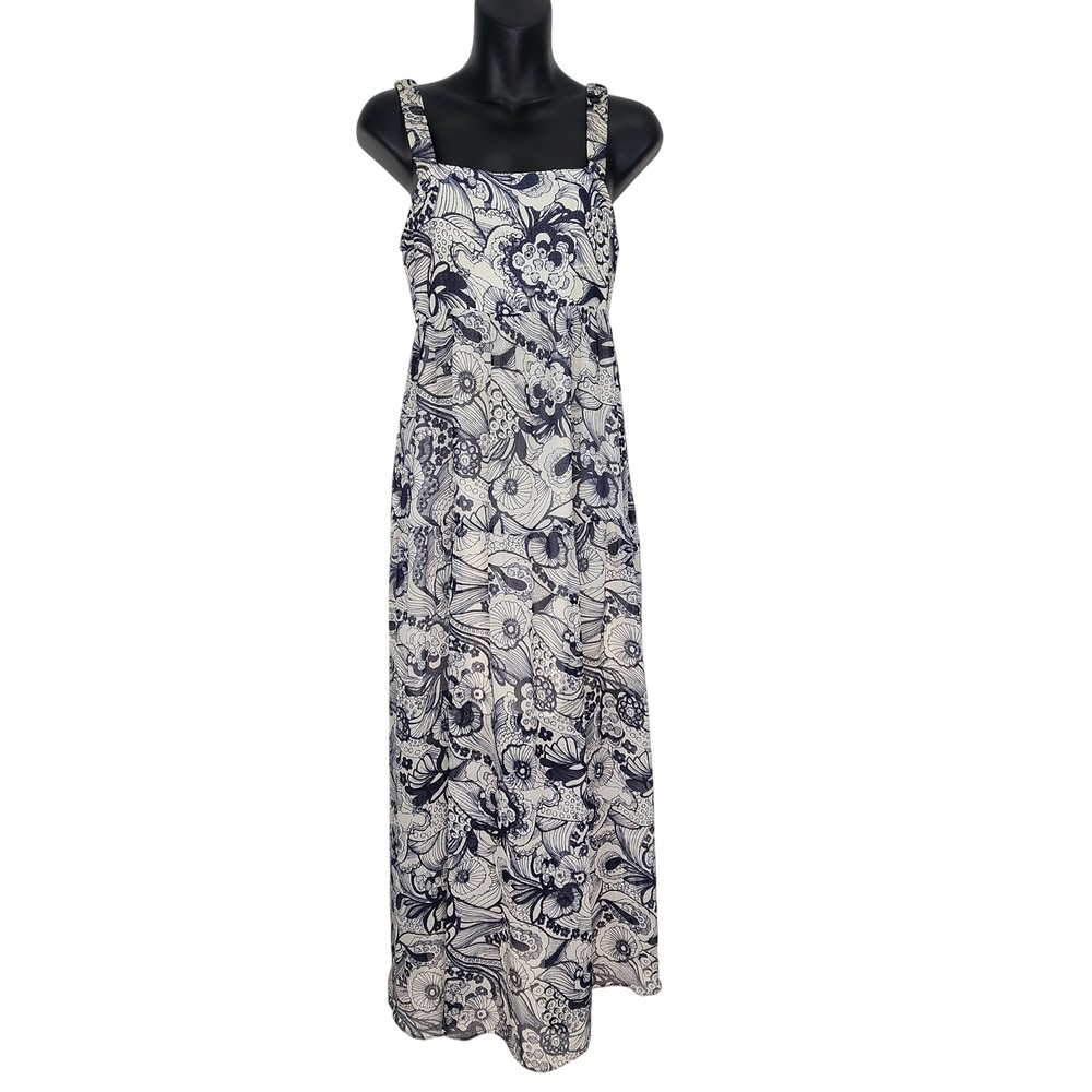 Ted Baker London Adlinah Blue Floral Paisley Chiffon Maxi Dress Size 1 US 4 - Picture 10 of 11